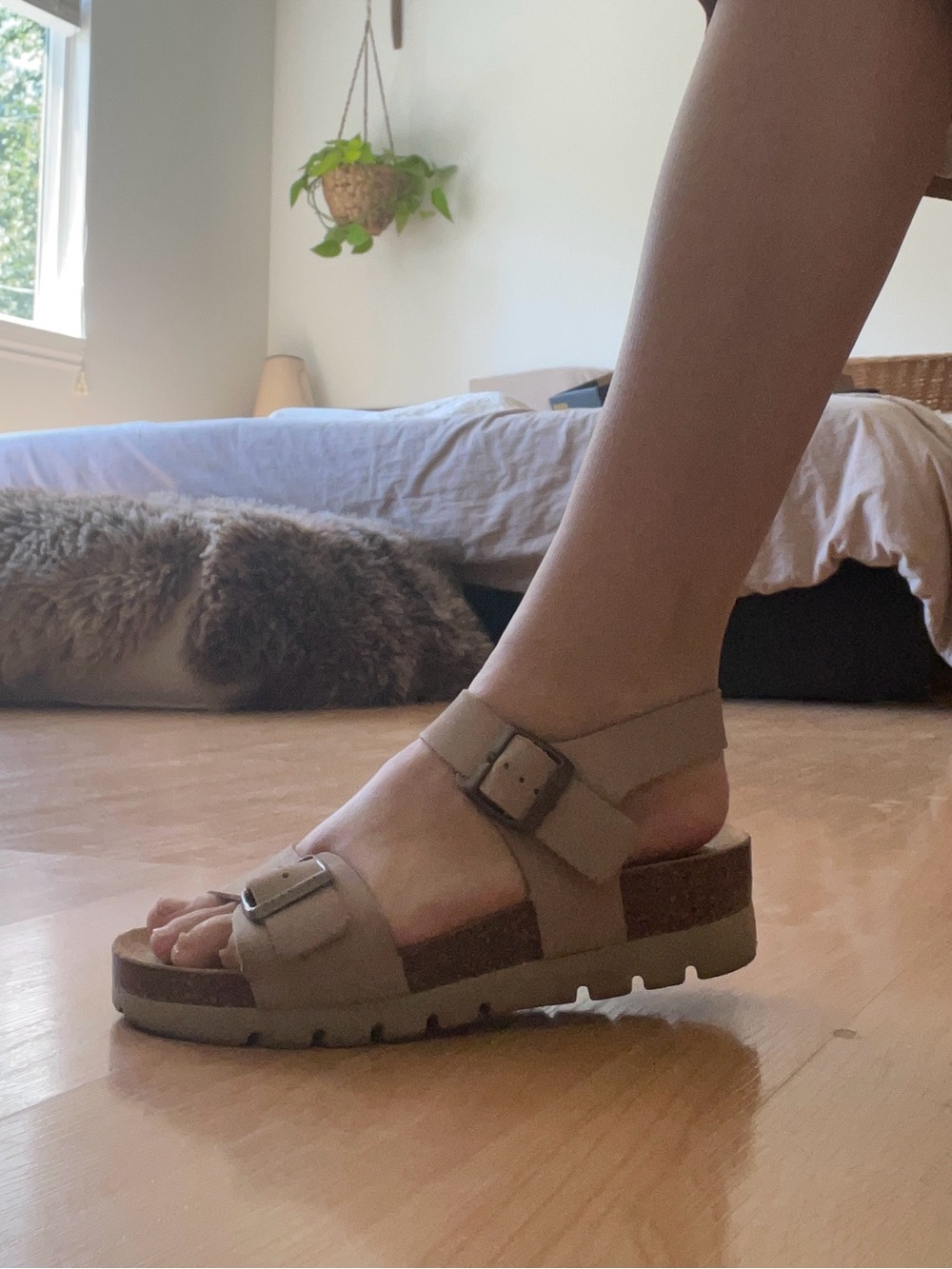 Plakton Women's Neutral Beige Buckle Cork-Style Sandals - Picture 3 of 11